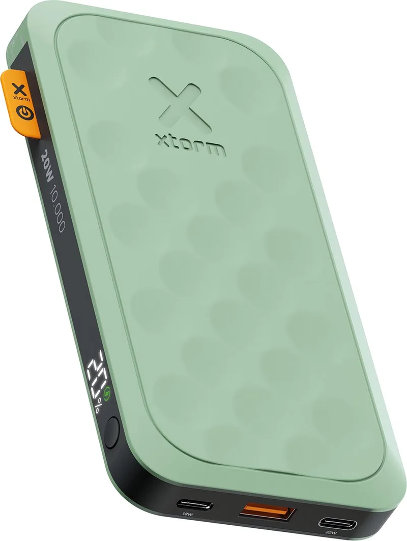 Fuel Series 5 20W Powerbank 10.000 mAh - 2 x USB-C / 1 x USB-A - GRS Materiaal - Airport Proof - Noodpakket von Xtorm in Grün – Produktfoto