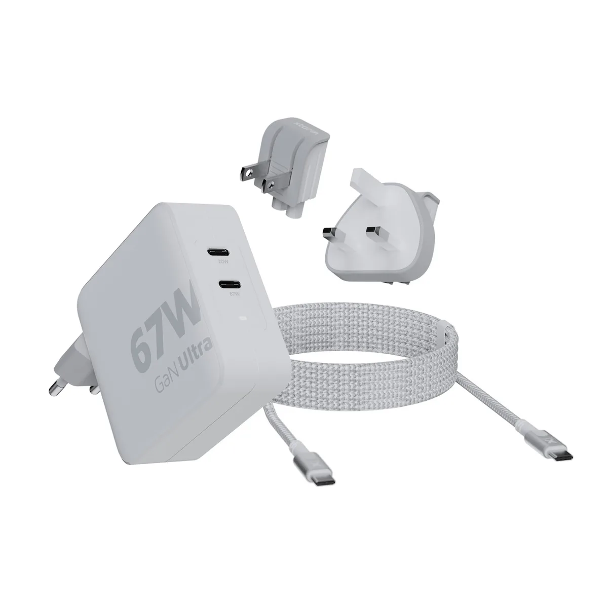 GaN-Ultra Travel Charger 67W USB-C PD incl. Cable Oplader Wit de Xtorm – photo produit