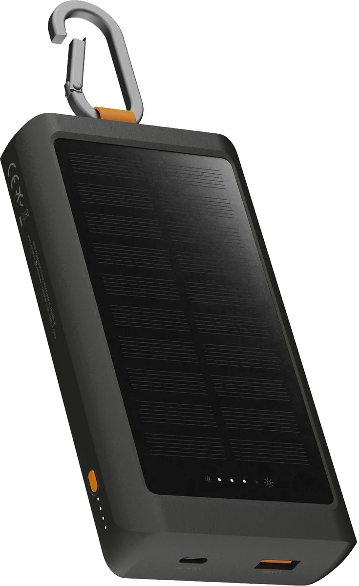 Go2 Solar Powerbank 10000 mAh – USB-C Powerbank 20W – Powerbank voor Telefoon – Met Solar & Licht de Xtorm en Noir, Orange – photo produit