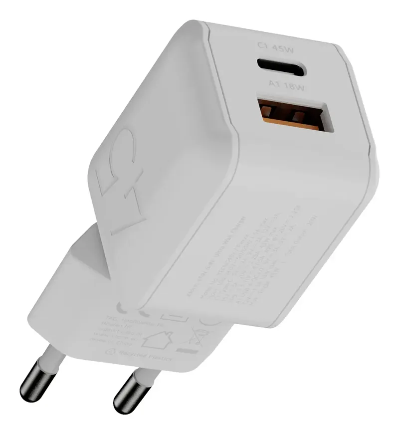 NextGen GaN3 Ultra USB-oplader 45 W USB-C Quick Charge 3.0 GaN van Xtorm in Wit – productfoto