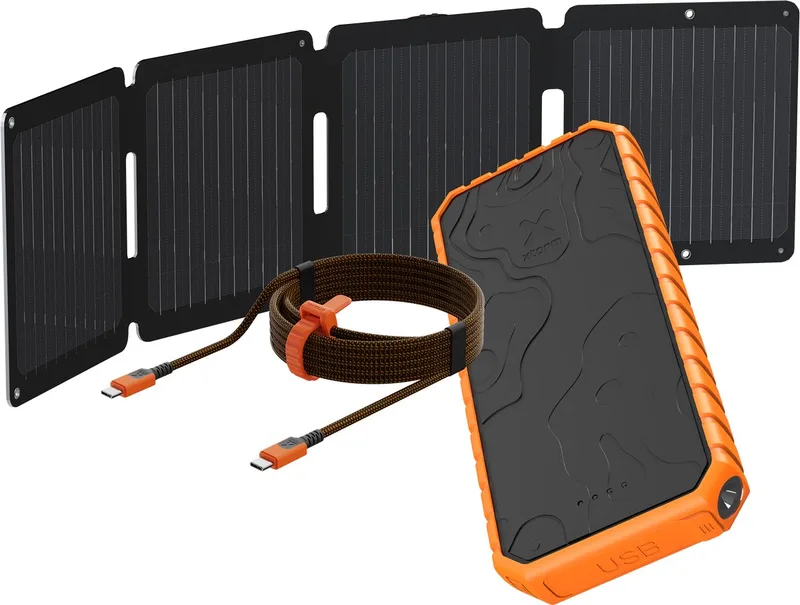 SolarBooster 28W Paneel + Rugged 35W Powerbank 20.000 mAh + Xtreme USB-C naar USB-C PD Kabel - 1.5 meter - Oranje - Noodpakket de Xtorm en Noir, Orange – photo produit