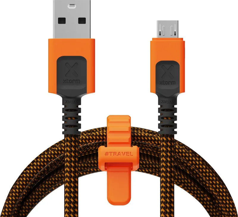 Xtreme USB naar Micro USB Kabel - 1,5 Meter - Extra stevige USB Kabels - Oplaadsnoer - Oplaadkabel geschikt voor Android/Accessoires - Zwart/Oranje by Xtorm in Black – product photo