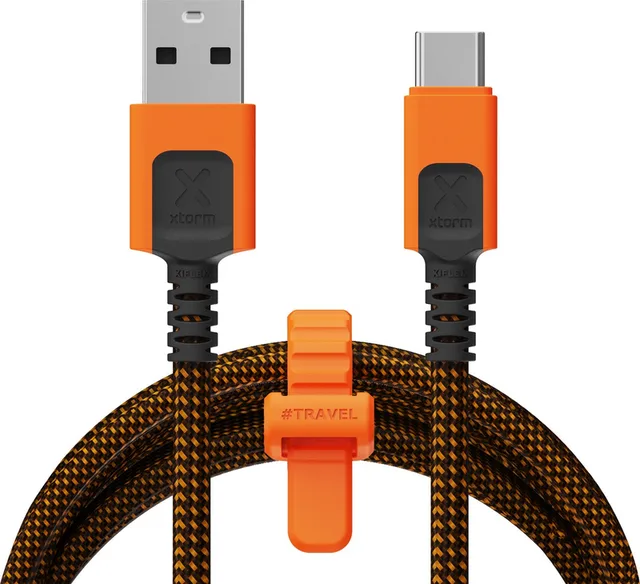 Xtreme USB naar USB-C Kabel - 1,5 Meter - USB-C Kabel - Extra stevige USB-C Kabels - Snellader - Oplaadkabel - Zwart/Oranje