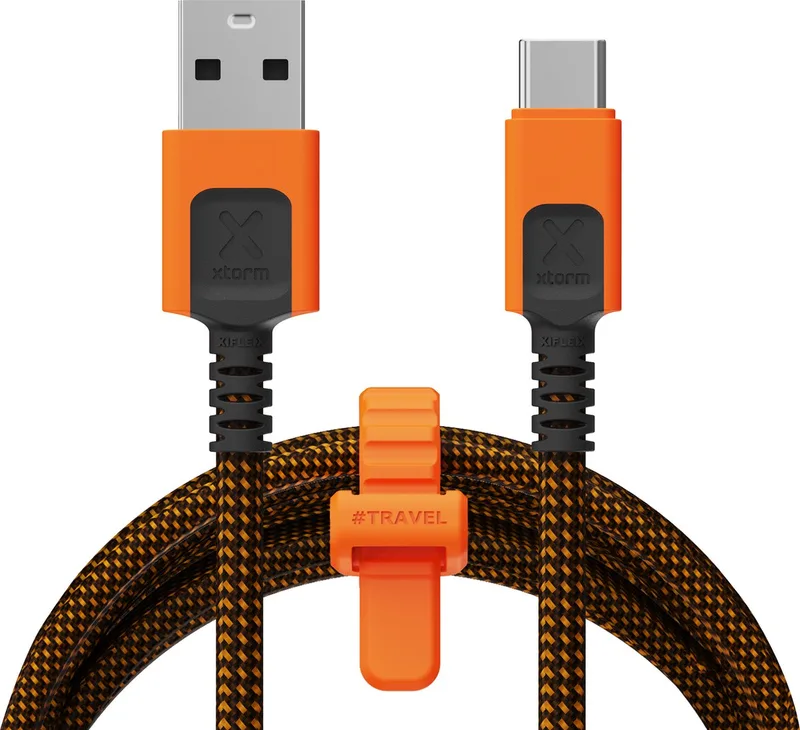 Xtreme USB naar USB-C Kabel - 1,5 Meter - USB-C Kabel - Extra stevige USB-C Kabels - Snellader - Oplaadkabel - Zwart/Oranje by Xtorm in Black – product photo