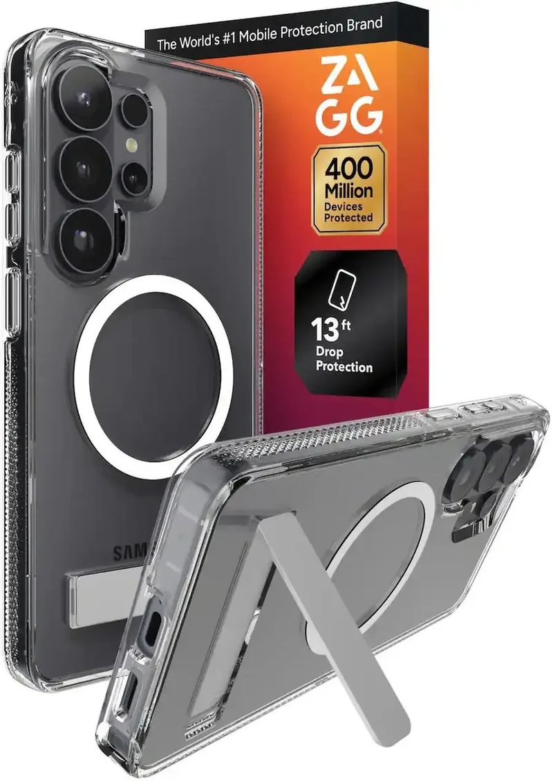 Crystal Palace Snap Kickstand - Hoesje Geschikt voor Samsung Galaxy S26 Ultra - Compatibel met MagSafe / Qi2 - Grafeen Back Cover met Standaard - 4M Valbescherming - Clear van ZAGG in Transparant – productfoto