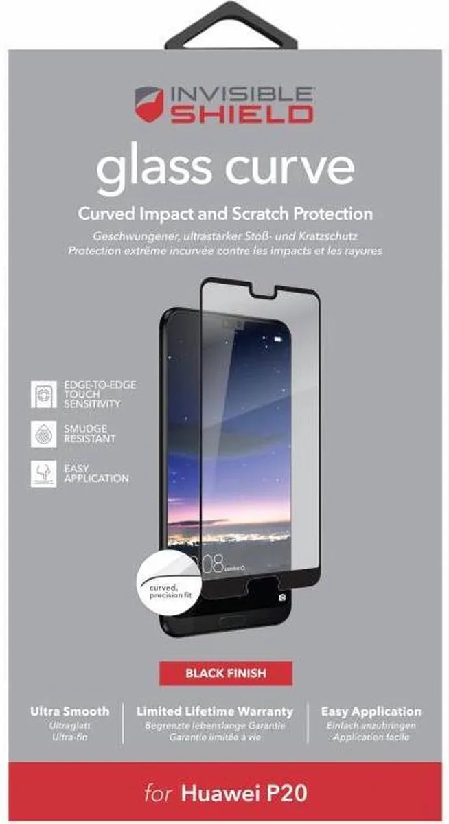 InvisibleShield Glass+ Tempered Glass Huawei P20 van ZAGG – productfoto