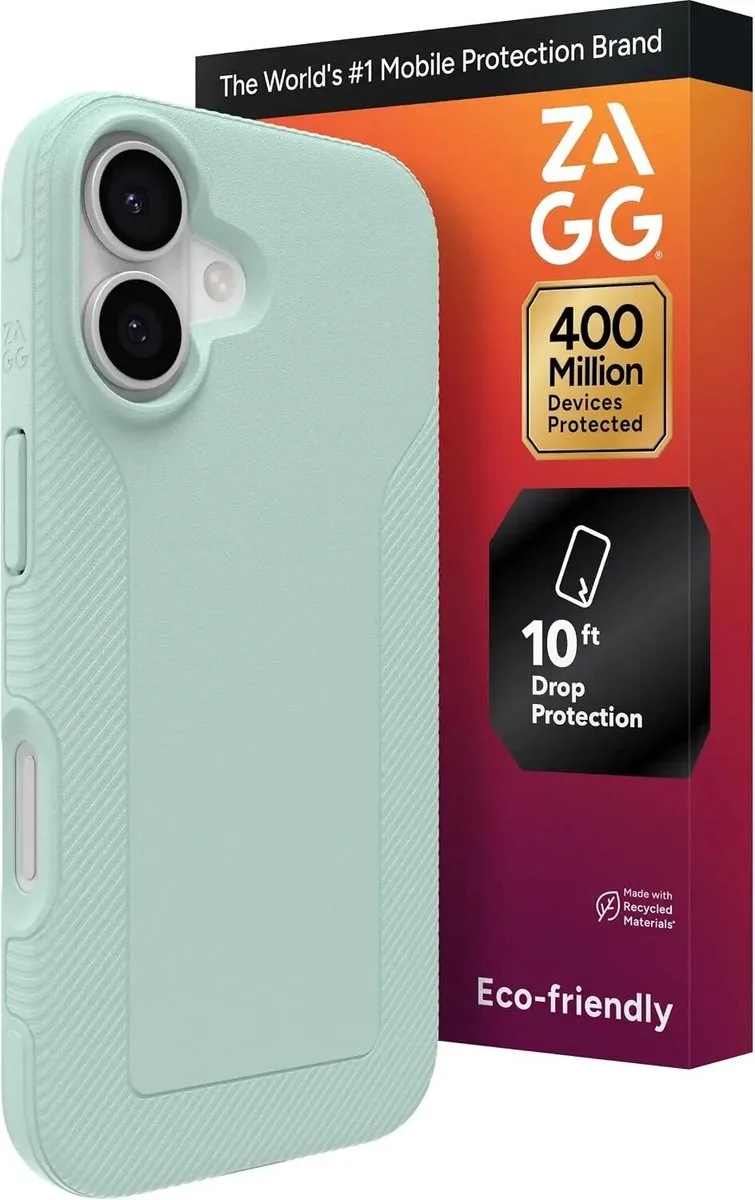 Luxe Snap Hoesje Geschikt voor Apple iPhone 17 - Graphene Back Cover Compatibel met MagSafe / Qi2 - 3M Valbescherming - Gerecycled Materiaal - Mint by ZAGG in Green – product photo