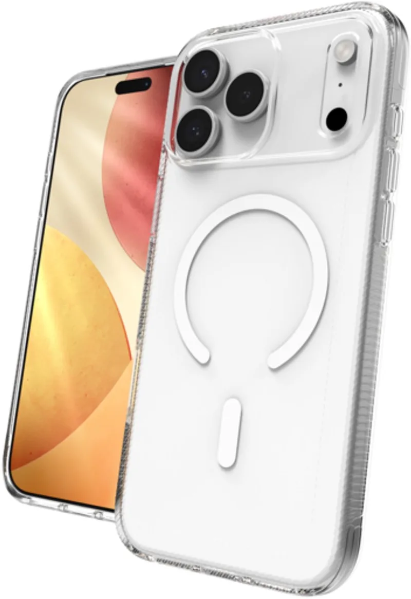 Luxe Snap Hoesje Geschikt voor Apple iPhone 17 Pro - Graphene Back Cover Compatibel met MagSafe / Qi2 - 3M Valbescherming - Gerecycled Materiaal von ZAGG in Transparent – Produktfoto