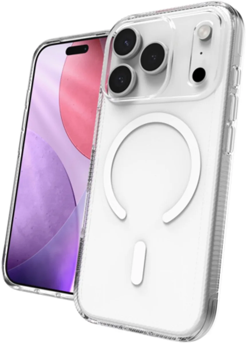 Luxe Snap Hoesje Geschikt voor Apple iPhone 17 Pro Max - Graphene Back Cover Compatibel met MagSafe / Qi2 C Design - 3M Valbescherming - Gerecycled Materiaal van ZAGG in Transparant – productfoto