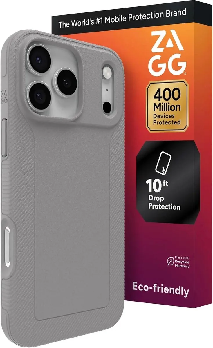 Luxe Snap Hoesje Geschikt voor Apple iPhone 17 Pro Max - Graphene Back Cover Compatibel met MagSafe / Qi2 - 3M Valbescherming - Gerecycled Materiaal fra ZAGG i Grå – produktbillede
