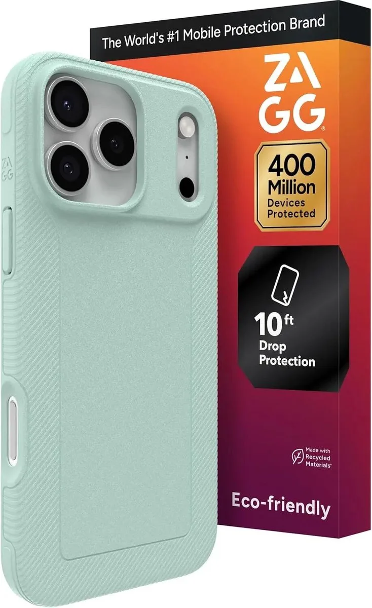 Luxe Snap Hoesje Geschikt voor Apple iPhone 17 Pro Max - Graphene Back Cover Compatibel met MagSafe / Qi2 - 3M Valbescherming - Gerecycled Materiaal - Mint fra ZAGG i Grøn – produktbillede