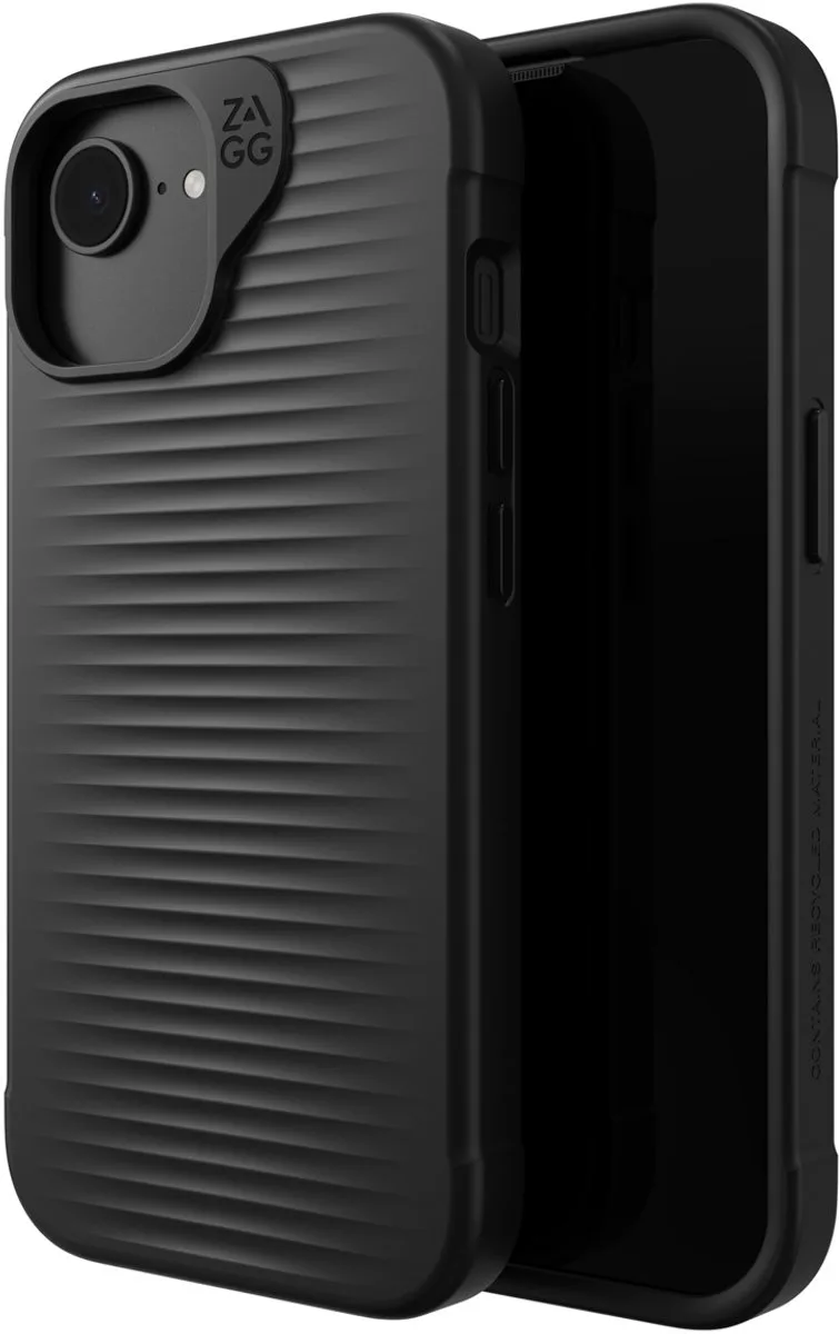 Luxe Snap Hoesje Geschikt voor Apple iPhone 17e/16e/15/14/13 - Graphene Back Cover - 3M Valbescherming - Gerecycled Materiaal de ZAGG en Noir – photo produit