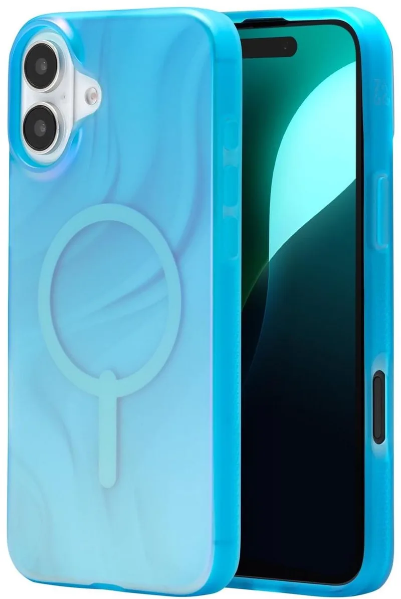 Milan Snap Hoesje Geschikt voor Apple iPhone 16 Plus - Back Cover Compatibel met MagSafe / Qi2 - Gerecycled Materiaal - Grafeen - Deep Aurora by ZAGG in Blue – product photo