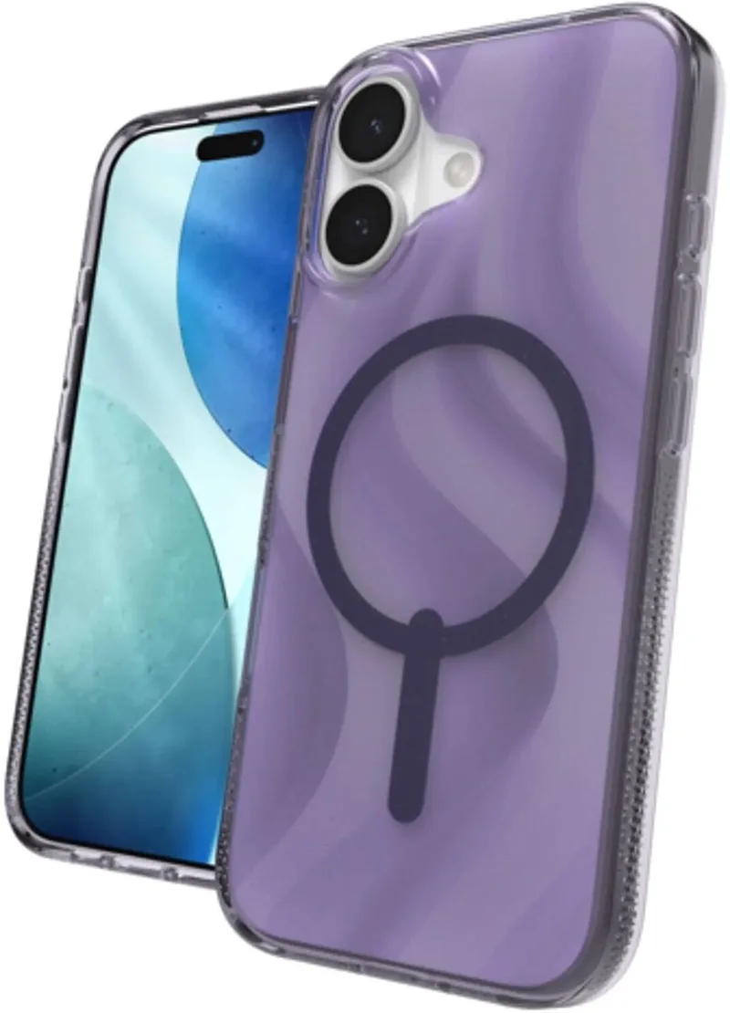 Milan Snap Hoesje Geschikt voor Apple iPhone 17 - Back Cover Compatibel met MagSafe / Qi2 - Gerecycled Materiaal - Grafeen - Glitter Whirl de ZAGG en Violet – photo produit