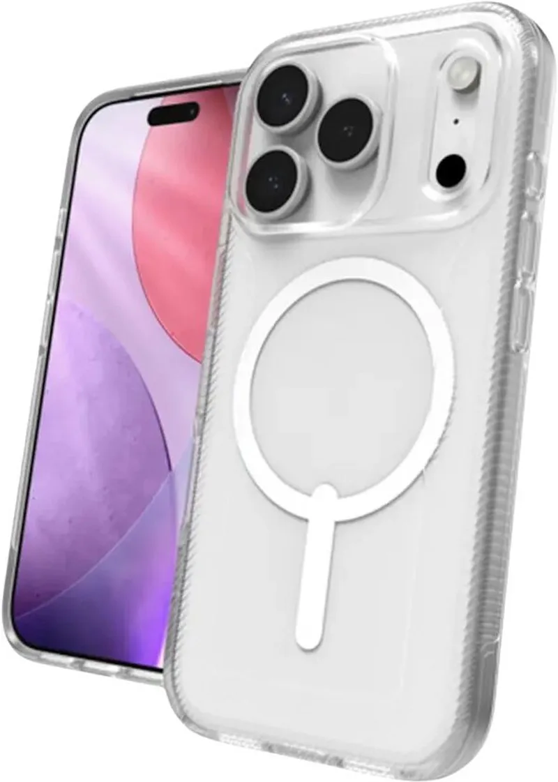 Milan Snap Hoesje Geschikt voor Apple iPhone 17 Pro - Back Cover Compatibel met MagSafe / Qi2 - Gerecycled Materiaal - Grafeen - Basin Glitter Swrl von ZAGG in Grau – Produktfoto