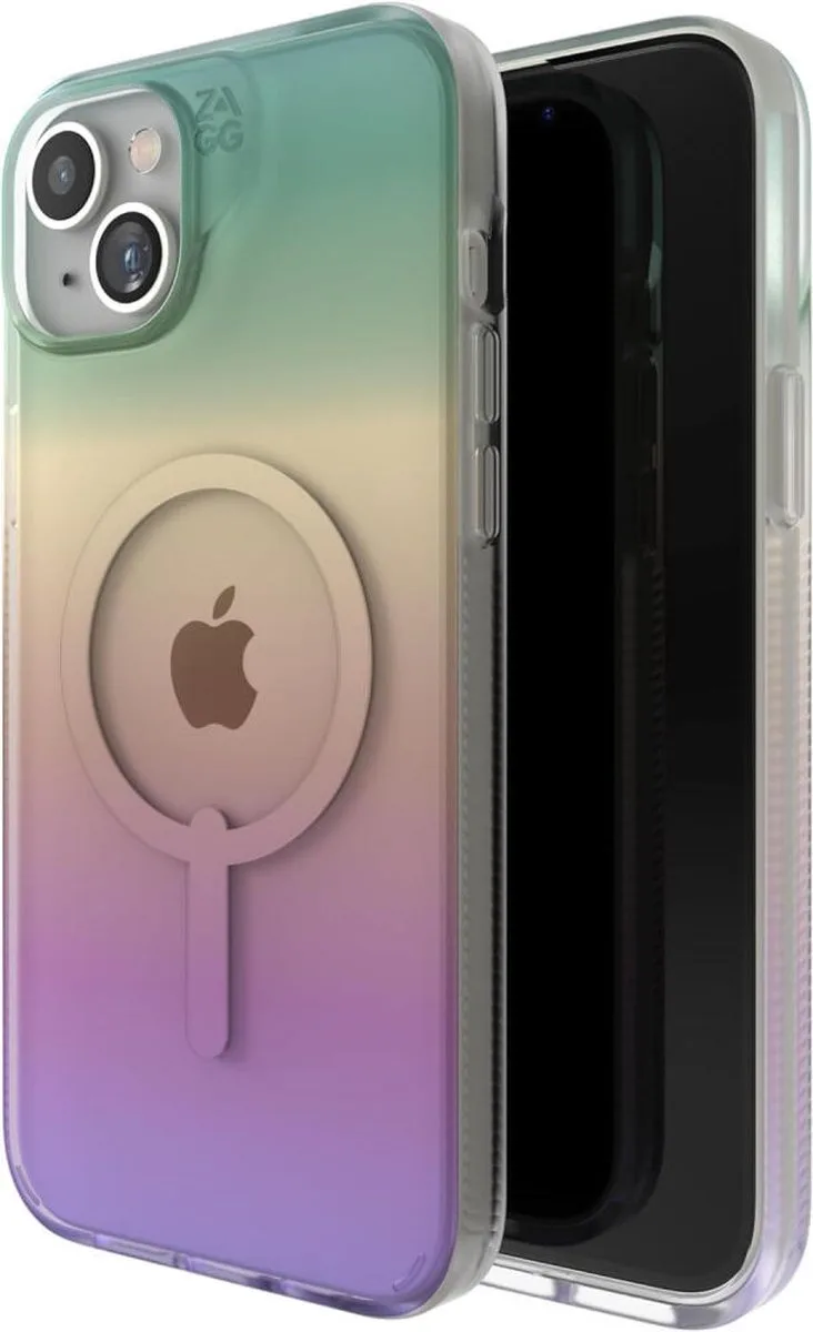 Milan Snap Hoesje Geschikt voor iPhone 15 Plus / 14 Plus - Back Cover Compatibel met MagSafe - Gerecycled Materiaal - Grafeen - Iridescent de ZAGG en Rose – photo produit