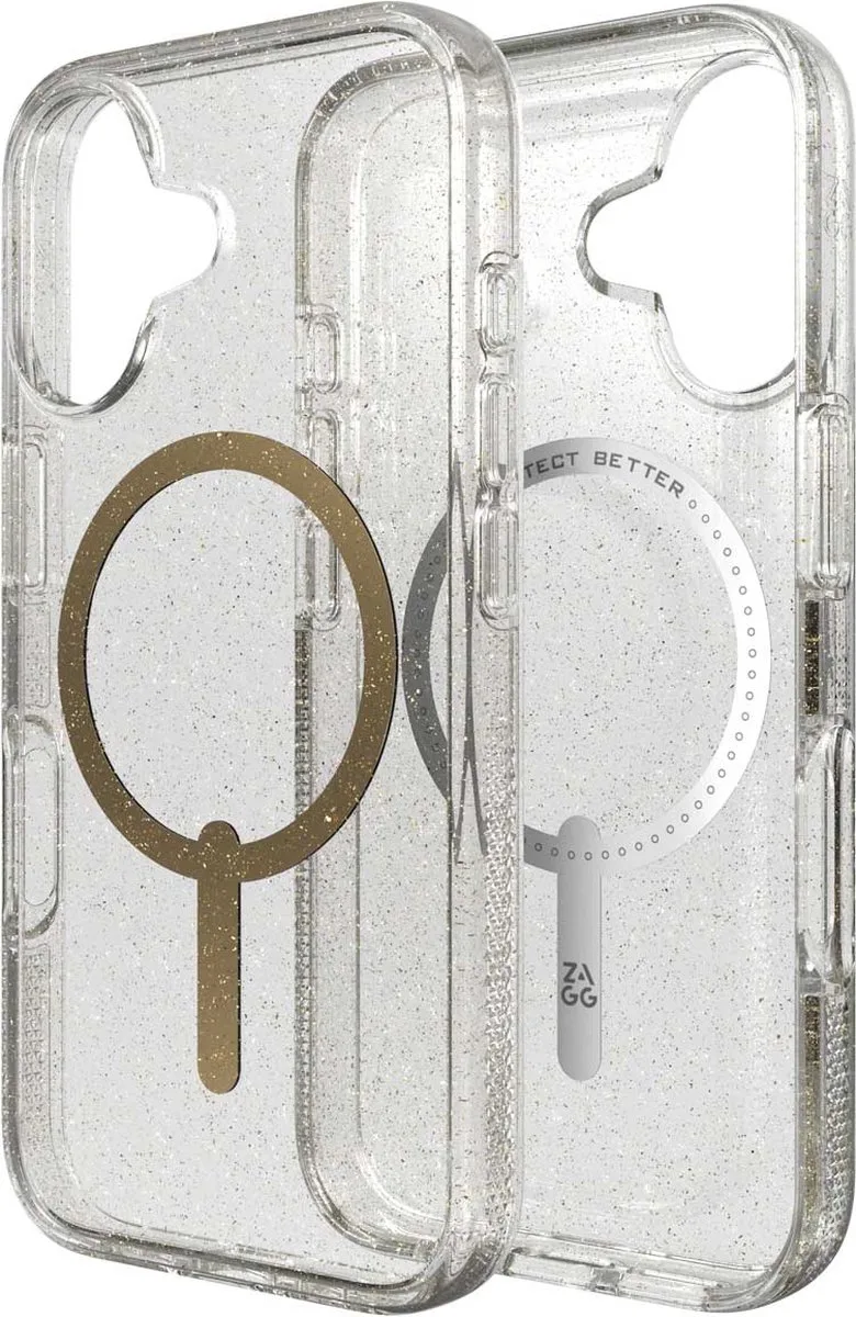 Milan Snap Mag geschikt voor iPhone 16 Hoesje von ZAGG in Gold glitter – Produktfoto
