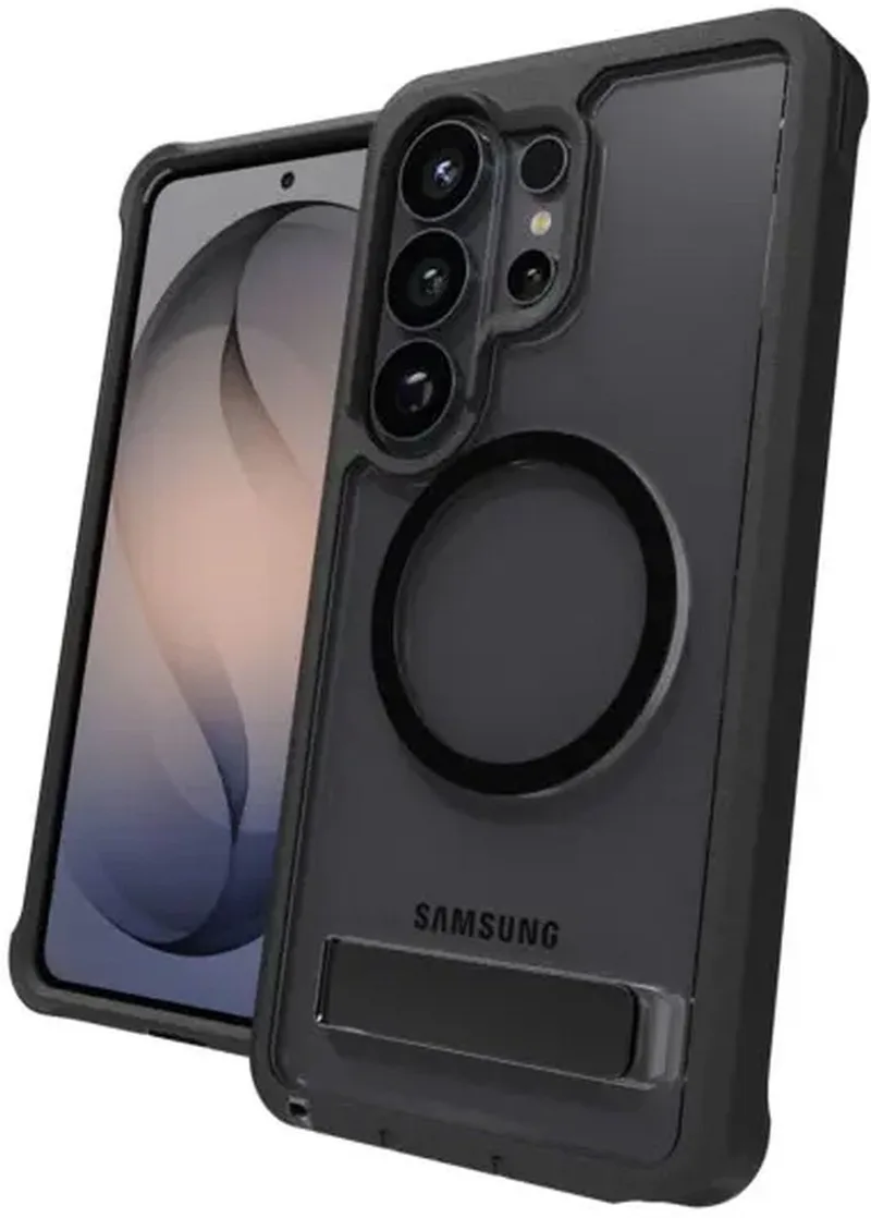 Rainier Snap Kickstand - Hoesje Geschikt voor Galaxy S26 - Compatibel met MagSafe - Grafeen Back Cover met Standaard fra ZAGG i Sort – produktbillede