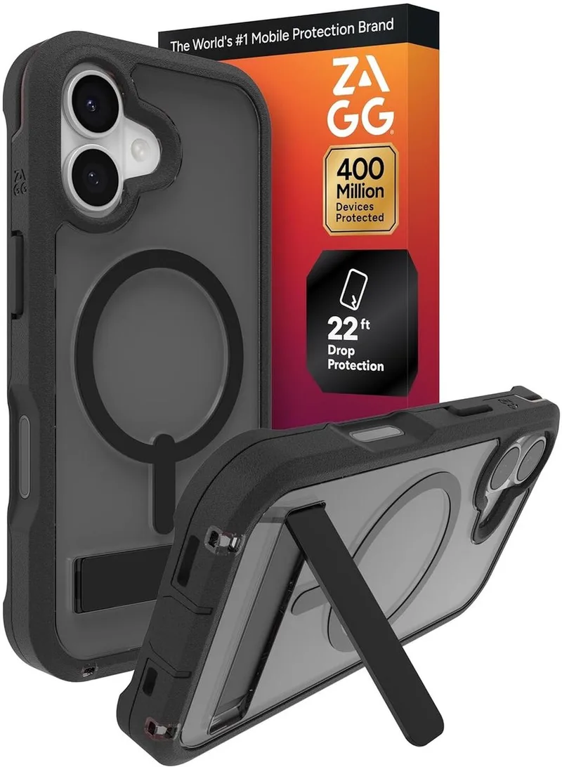 Rainier Snap Kickstand - Hoesje Geschikt voor iPhone 17 - Compatibel met MagSafe - Grafeen Back Cover met Standaard by ZAGG in Black – product photo