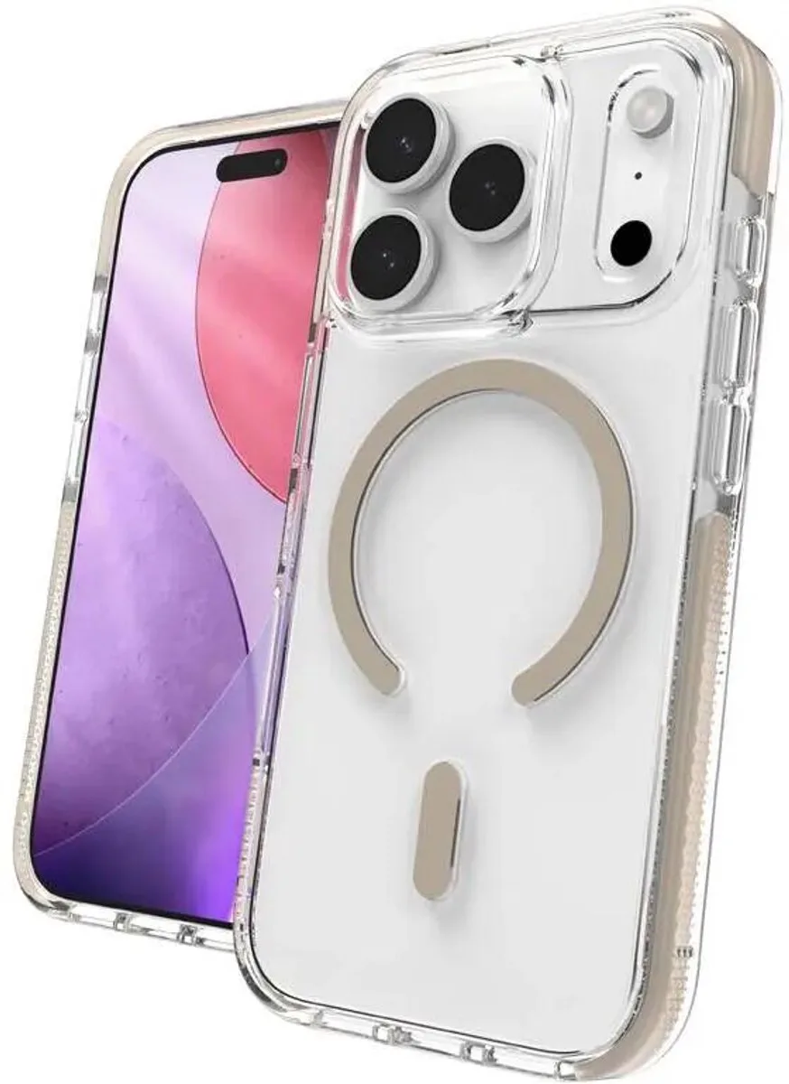Santa Cruz Snap Hoesje Geschikt voor Apple iPhone 17 Pro - Compatibel met MagSafe / Qi2 - Back Cover Titanium de ZAGG en Transparent – photo produit