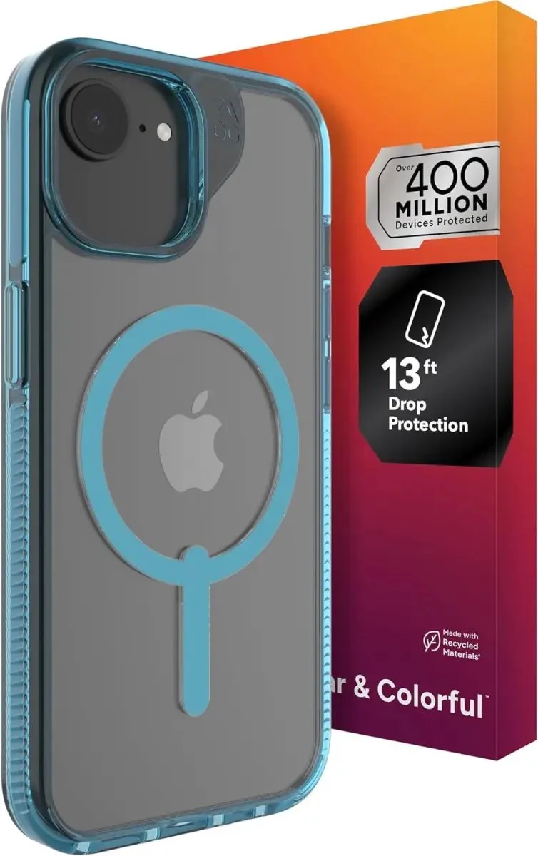 Santa Cruz Snap Hoesje Geschikt voor Apple iPhone 17e/16e/15/14/13- Compatibel met MagSafe - Back Cover Transparant von ZAGG in Blau – Produktfoto