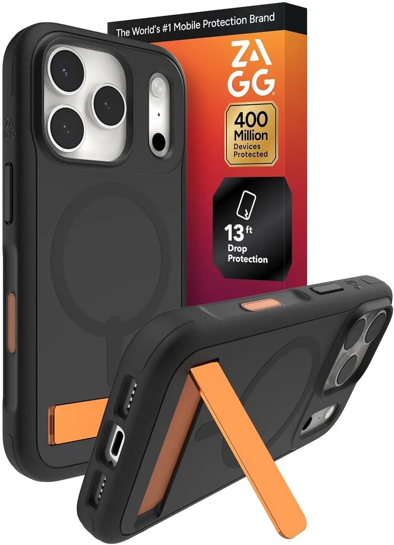 Sedona Snap Kickstand - Hoesje Geschikt voor iPhone 17 Pro - Compatibel met MagSafe - Grafeen Back Cover met Standaard fra ZAGG i Sort – produktbillede