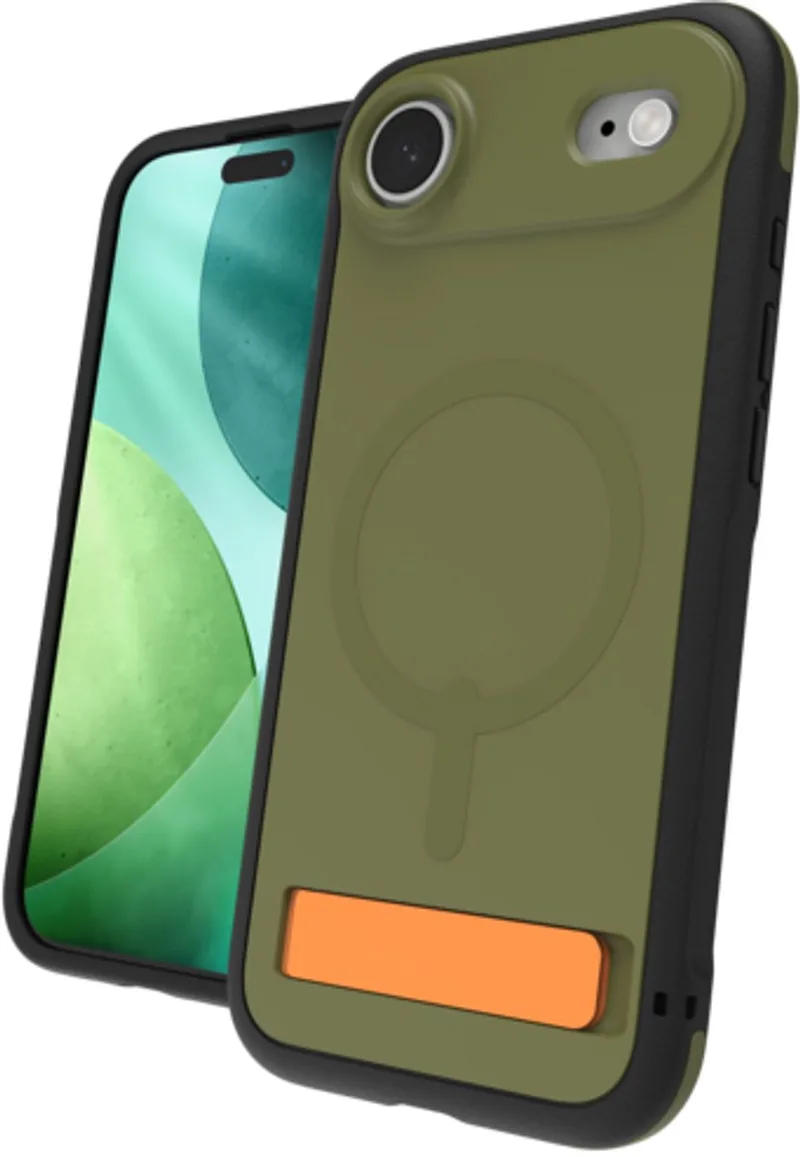 Sedona Snap Kickstand - Hoesje Geschikt voor iPhone Air - Compatibel met MagSafe - Grafeen Back Cover met Standaard - Groen fra ZAGG i Orange – produktbillede